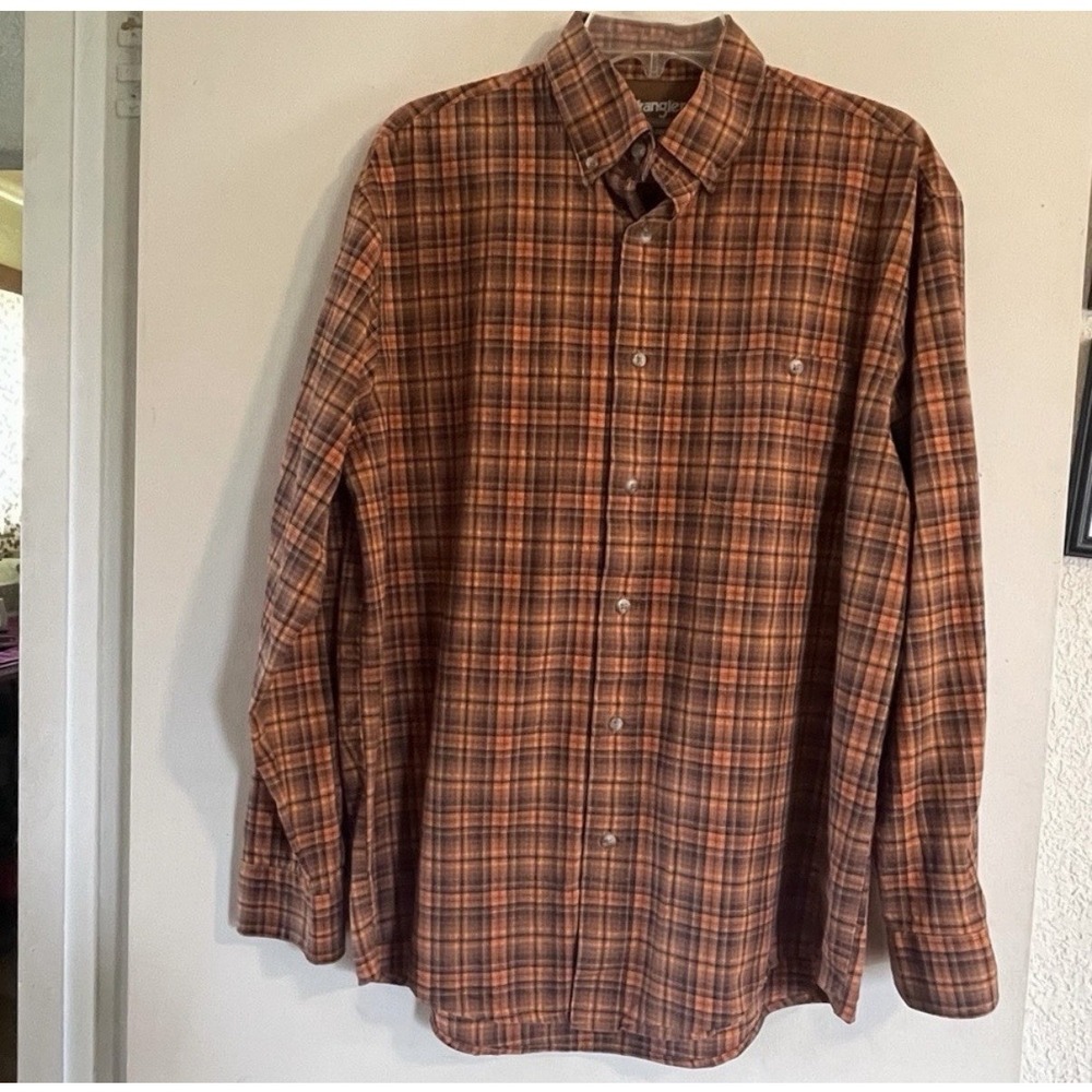 Wrangler Premium Performance Advanced Comfort Plaid‎ Shirt Mens Large Rodeo